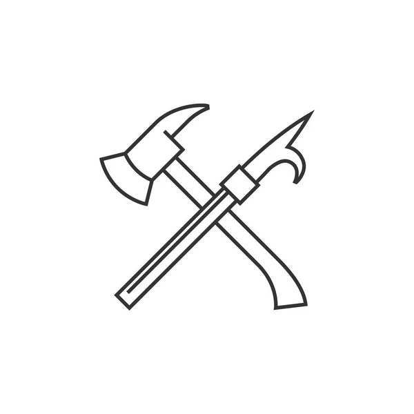 Значок контура - Инструменты пожарного — стоковый вектор