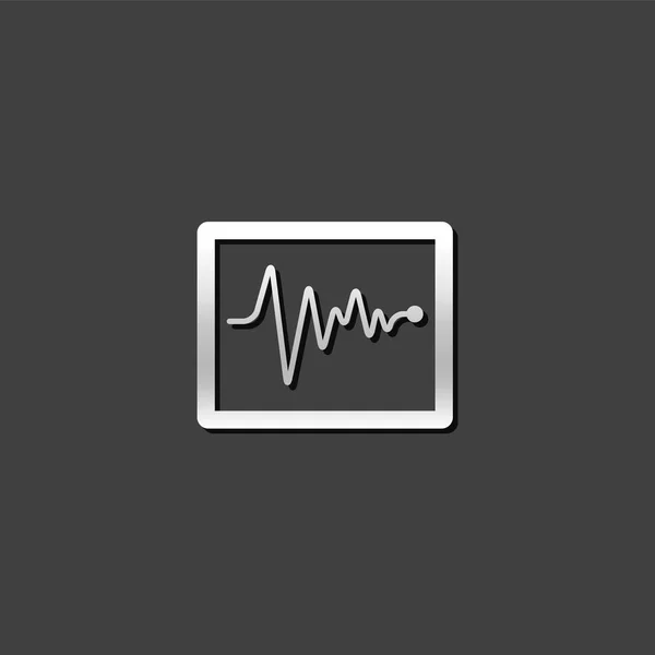 Icono metálico - Monitor de frecuencia cardíaca — Archivo Imágenes Vectoriales