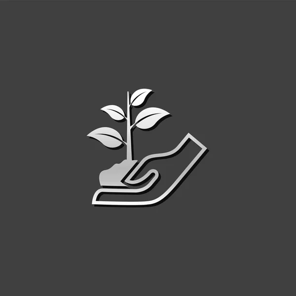 Icono metálico - Árbol de mano — Vector de stock