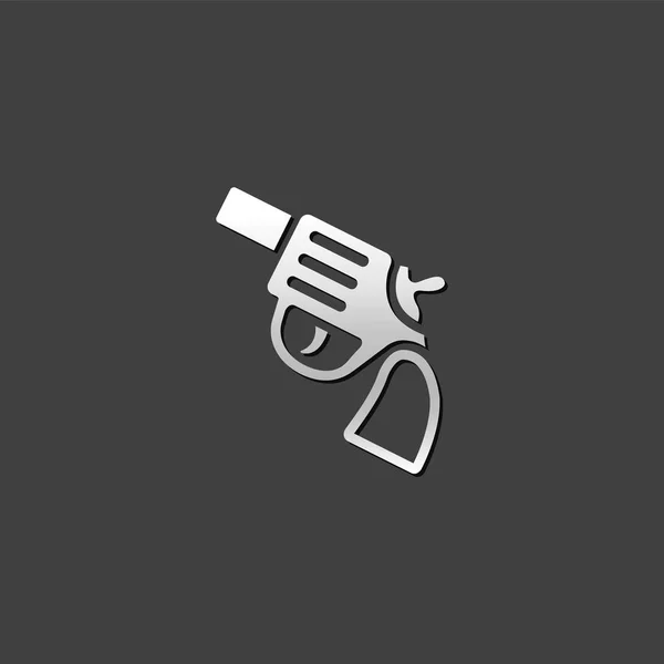 Kovové ikona - Revolver pistole — Stockový vektor