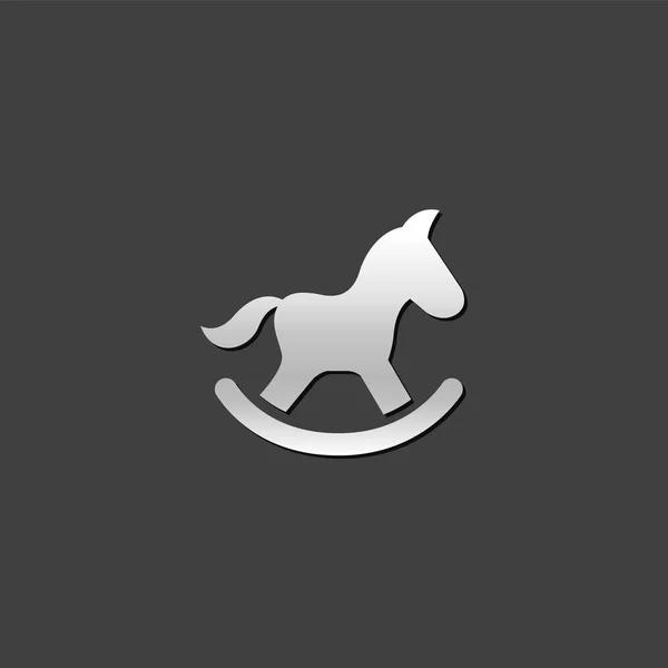 Icono metálico - Rocking horse toy — Vector de stock