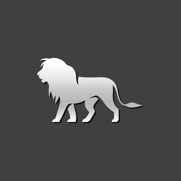ไอคอนโลหะ - สิงโต — ภาพเวกเตอร์สต็อก