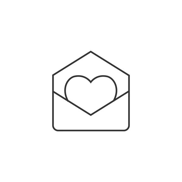 アウトラインのアイコン - 封筒の心 — ストックベクタ