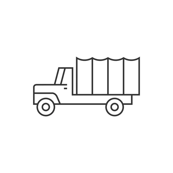 Значок контура - военный грузовик — стоковый вектор