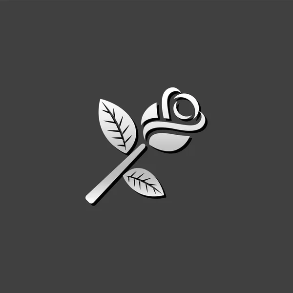 Metallic Icon - Rose flower — Stock Vector
