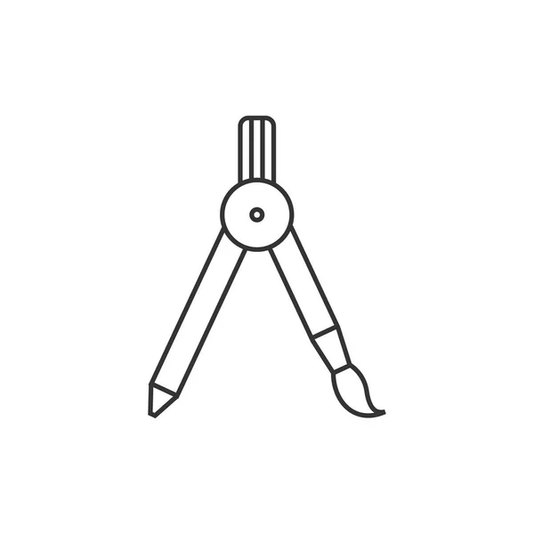 Icono del esquema - Brújula de dibujo — Vector de stock
