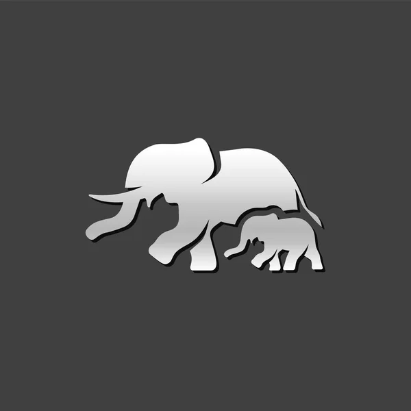 Metalowe ikony - słonie — Wektor stockowy