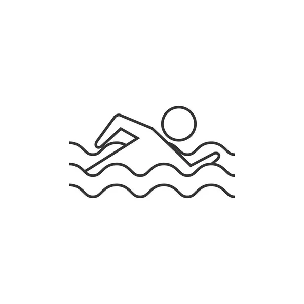 Ícone de contorno - Homem nadando — Vetor de Stock