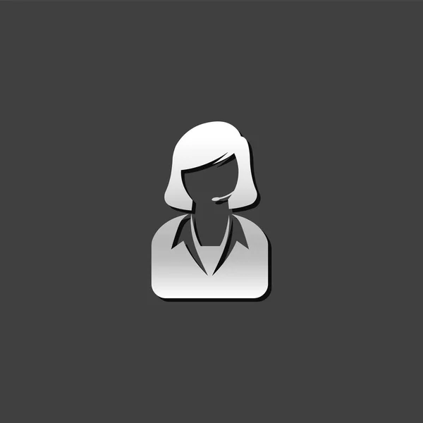 Icono metálico - Recepcionista femenina — Vector de stock