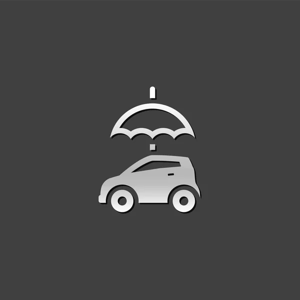 Metallic Icon - Car and umbrella — Stock Vector