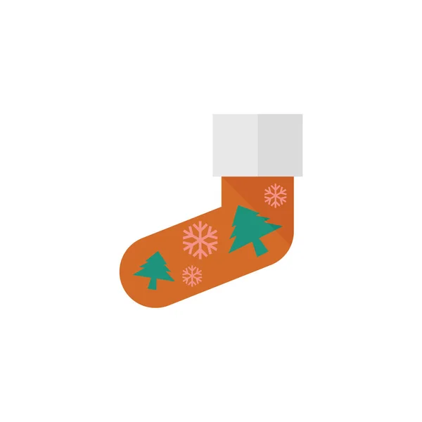 Плоская икона - Рождественский носок — стоковый вектор