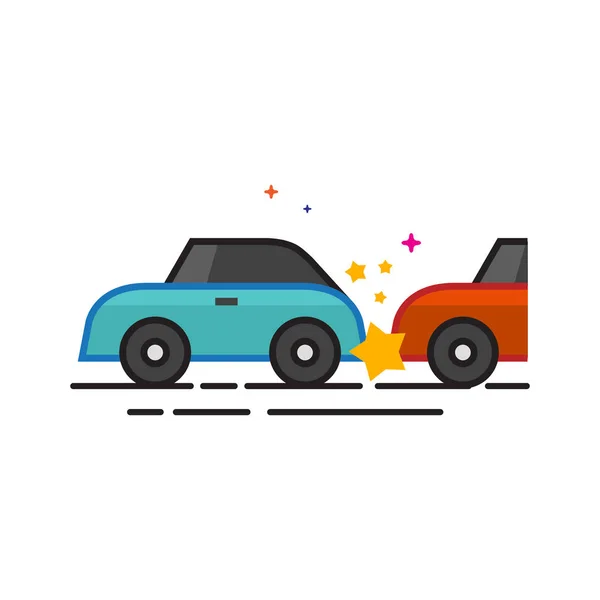 Auto Crash Pictogram Overzicht Egale Kleurstijl Vector Illustratie — Stockvector