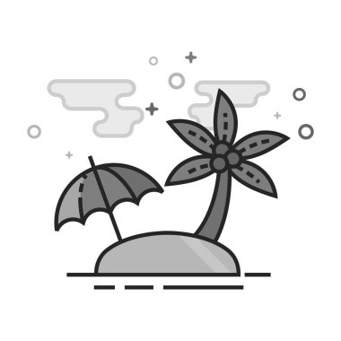 Düz Seviyelendirilmiş gri tonlamalı tarzı ada simgesi. Vektör çizim.