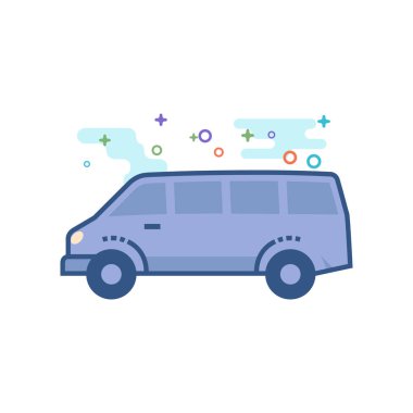 Seviyelendirilmiş düz renk stili simgesini araba. Vektör çizim.