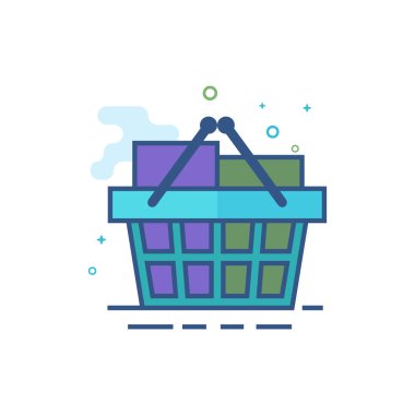 Alışveriş sepeti simgesini Seviyelendirilmiş düz renk tarzı. Vektör çizim.