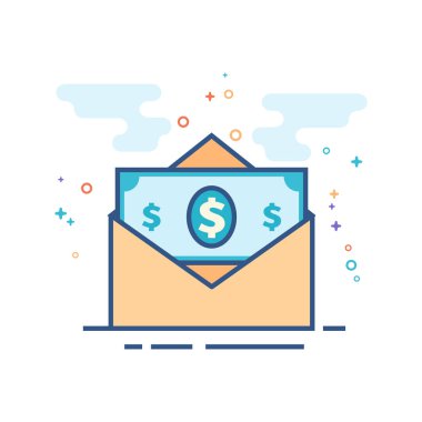 Seviyelendirilmiş düz renk stili para zarf simgesi. Vektör çizim.