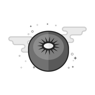 Kivi meyve simgesi düz Seviyelendirilmiş gri tonlamalı tarzı. Vektör çizim.