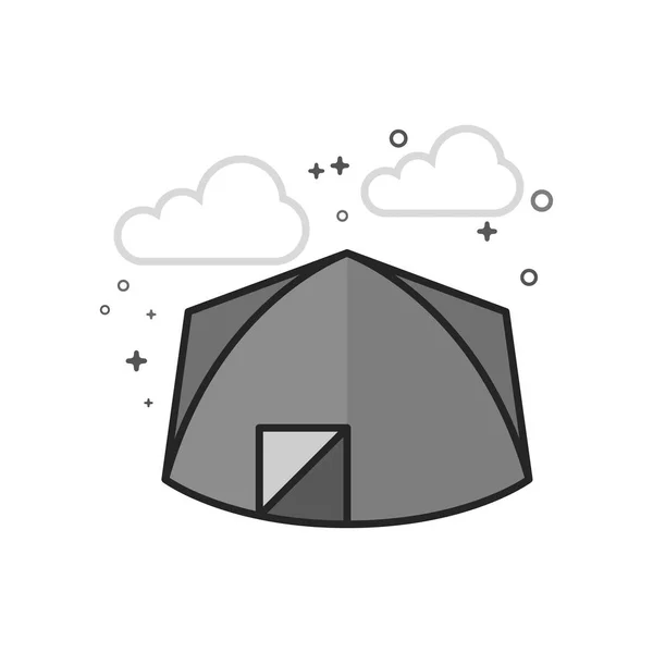 Camping Tent Icon Flat Outlined Grayscale Style Vector Illustration — Stock Vector
