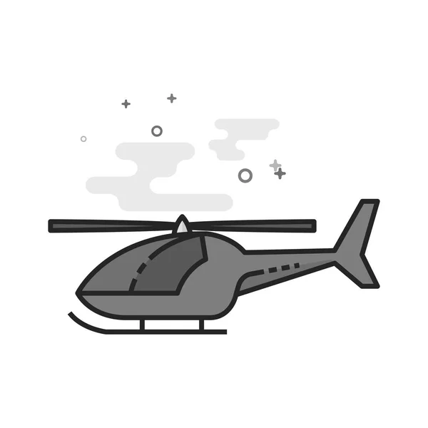 フラットアウトライングレースケールスタイルのヘリコプターアイコン ベクターイラスト — ストックベクタ