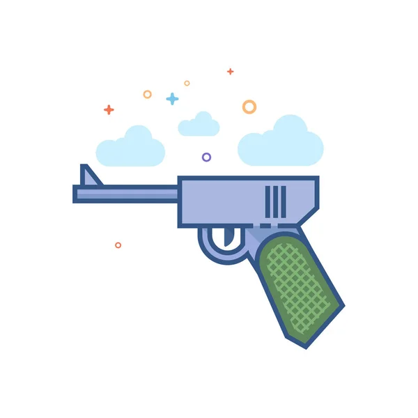 Ikon Pistol Tangan Dalam Garis Besar Gaya Warna Datar Ilustrasi - Stok Vektor