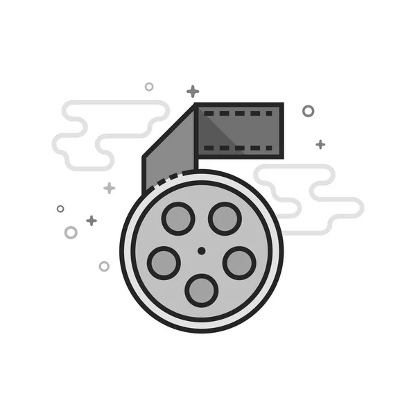 Flat Grayscale Icon - Movie reel — Stock Vector