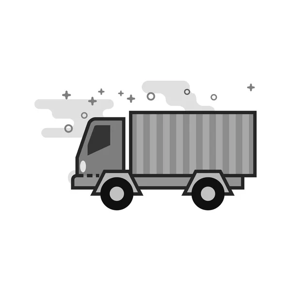 Ciężarówka Ikona Stylu Płaski Kontur Skali Szarości Ilustracja Wektorowa — Wektor stockowy