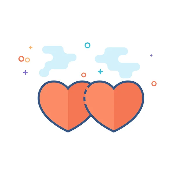 Icono Forma Corazón Estilo Color Plano Delineado Ilustración Vectorial — Archivo Imágenes Vectoriales