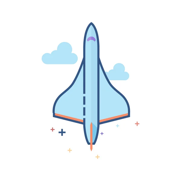 Icône Avion Supersonique Dans Style Couleur Plate Esquissée Illustration Vectorielle — Image vectorielle