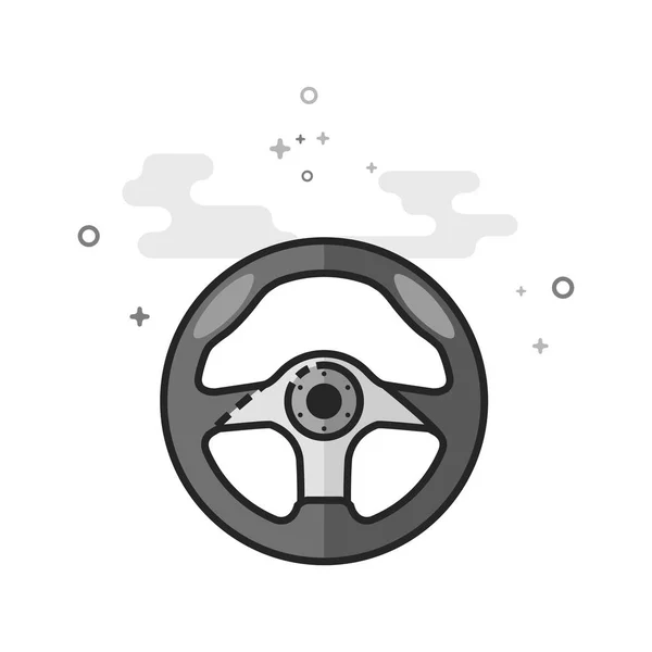 Steering Wheel Icon Flat Outlined Grayscale Style Vector Illustration — Stock Vector