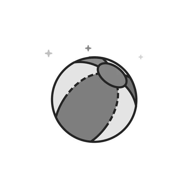 Icono Pelota Playa Estilo Plano Esbozado Escala Grises Ilustración Vectorial — Vector de stock