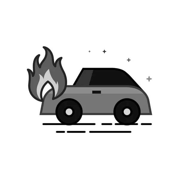 Auto Het Pictogram Van Brand Flat Overzicht Grijswaarden Stijl Vectorillustratie — Stockvector