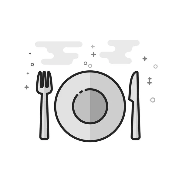 Icono Plato Estilo Plano Esbozado Escala Grises Ilustración Vectorial — Vector de stock