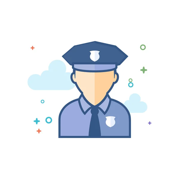 Police Avatar Icon Outlined Flat Color Style Vector Illustration — Stock Vector