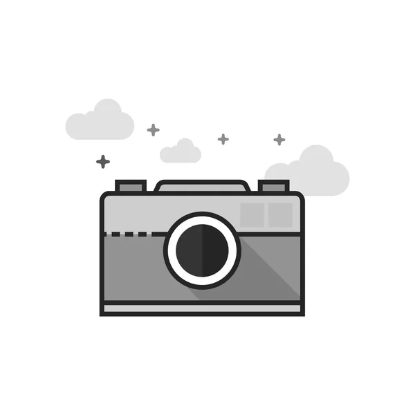 Flat Grayscale Icon - Camera — Stock Vector