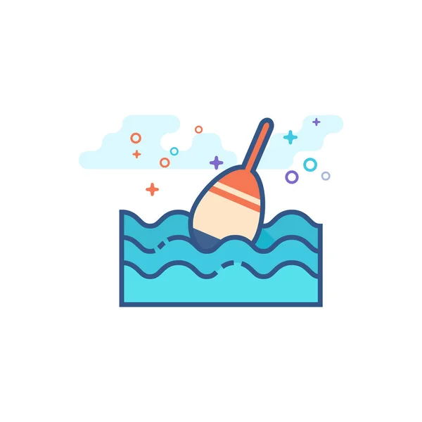 Icono Flotador Pesca Estilo Color Plano Delineado Ilustración Vectorial — Vector de stock