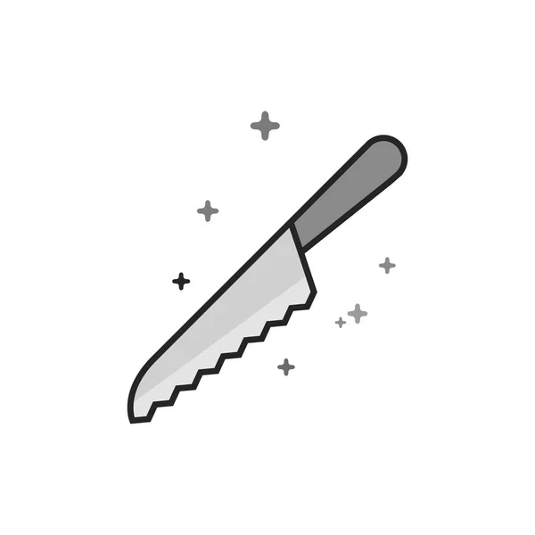 Flat Grayscale Icon - Bread knife — Stock Vector