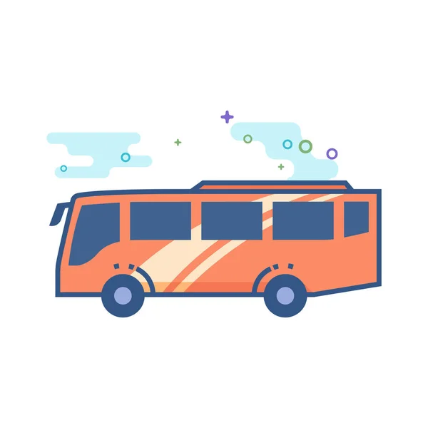 輪郭を描かれたフラットな色のスタイルでバスのアイコン ベクトル図 — ストックベクタ