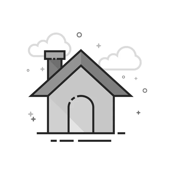 Icono Casa Invierno Estilo Plano Esbozado Escala Grises Ilustración Vectorial — Archivo Imágenes Vectoriales