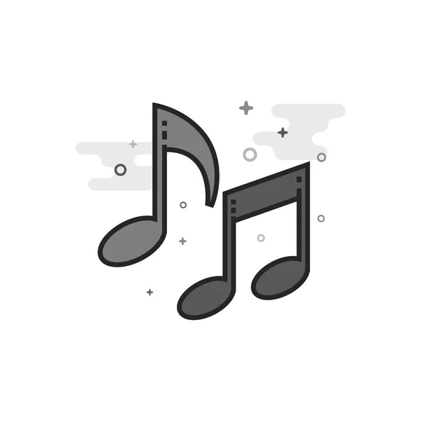 Flat Grayscale Icon - Notas musicais —  Vetores de Stock