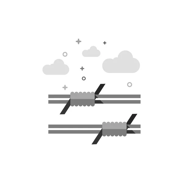 Barbed Wire Icon Flat Outlined Grayscale Style Vector Illustration — Stock Vector