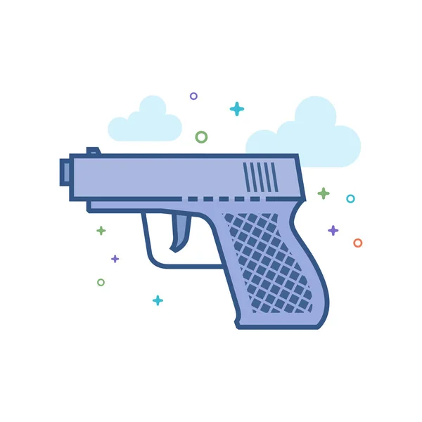 Arm Gun Icon Skizzierter Flacher Farbgebung Vektorillustration — Stockvektor
