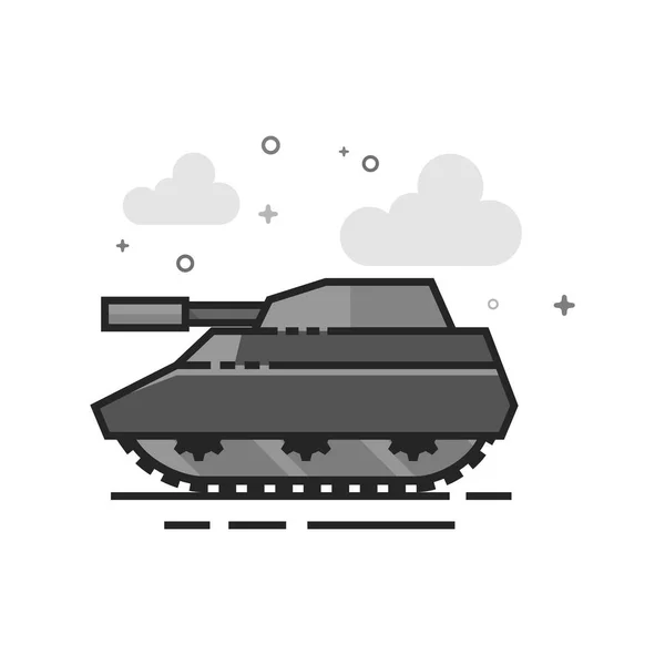 Panzersymbol Flach Umrissenem Graustufenstil Vektorillustration — Stockvektor