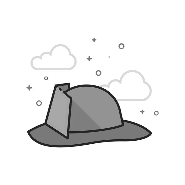 Fireman Hat Icon Flat Outlined Grayscale Style Vector Illustration — Stock Vector