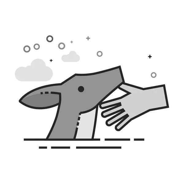 Icono Cuidado Animal Estilo Plano Esbozado Escala Grises Ilustración Vectorial — Vector de stock