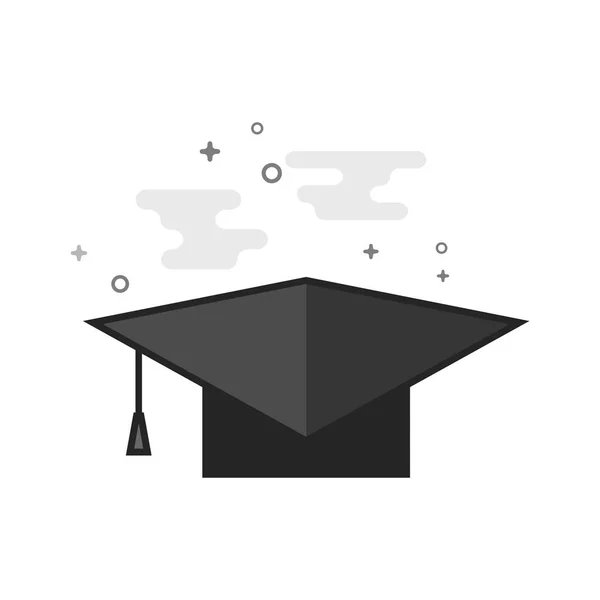 Icono Sombrero Graduación Estilo Plano Esbozado Escala Grises Ilustración Vectorial — Vector de stock