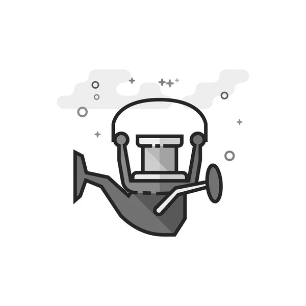 Fishing Reel Icon Flat Outlined Grayscale Style Vector Illustration — Stock Vector