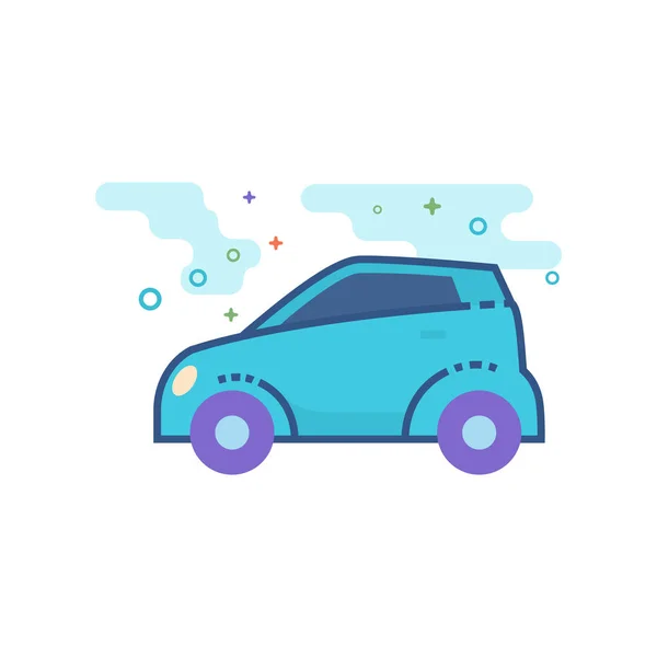 Green Car Icon Outlined Flat Color Style Vector Illustration — Stock Vector