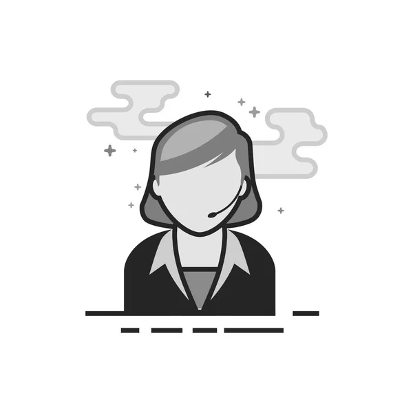 Flat Grayscale Icon - Female receptionist — Stock Vector