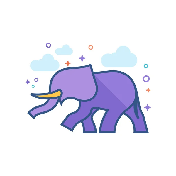 Płaski kolor ikony - słonie — Wektor stockowy