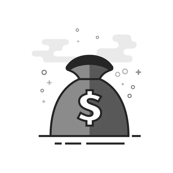 Icône plate en niveaux de gris - Sac d'argent — Image vectorielle